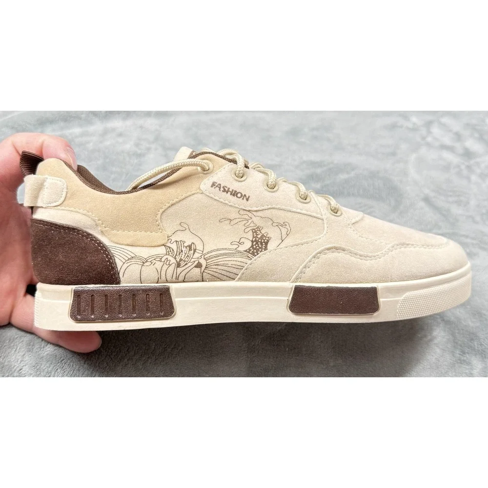 GUO CHAO‎ Shoes Mens Size EU40(US 7)Beige Faux Suede Casual Sneakers Lightweight